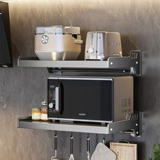 【居家家】廚房壁掛式層架 微波爐/小家電置物架 調料罐收納架 烤箱架