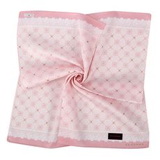 【經典優雅】CLATHAS 日本經典山茶花菱格紋純綿領巾手帕(粉紅、粉紫、粉梨)