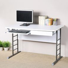 YoStyle 馬克120cm書桌-白色加厚桌面(附抽屜.鍵盤架) 電腦桌 工作桌 辦公桌