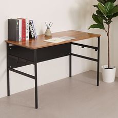 YoStyle 瑞比120cm附掛勾書桌-柚木色 辦公桌 工作桌 書桌 電腦桌