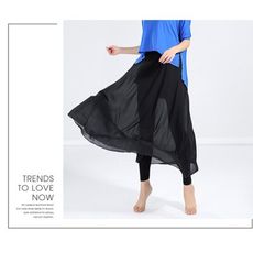 (出清商品)3韓版超顯瘦大尺碼珍珠雪紡紗褲裙