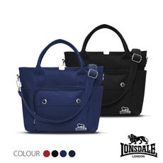 LONSDALE 英國小獅-帆布/單寧牛仔布斜背拉鍊托特包- LD1318A