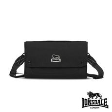 【LONSDALE 英國小獅】潮流多功能尼龍手提/側背包- 黑色 LD1117