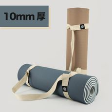 【QMAT】10mm厚瑜珈墊 台灣製 (附贈瑜珈繩揹帶及收納拉鍊袋)｜ 雙面雙壓紋止滑