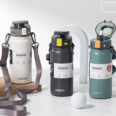 DODGE道奇 316不鏽鋼大容量保溫瓶 600ml 水壺 附吸管 背帶 彈蓋杯蓋