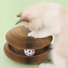 魔術風琴貓抓板 附鈴鐺球 貓窩 瓦楞紙 貓玩具 貓抓板 耐磨耐抓