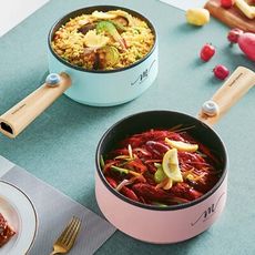 魔力家 M18雙層防燙麥飯石不沾烹飪鍋 1.6L 木紋款 不沾鍋 煎鍋 電煮鍋 美食鍋 電火鍋