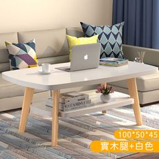 現代簡約茶几小方桌小茶桌實木腿客廳桌沙發邊几輕奢角几側邊櫃-雙層DIY（100x50x45cm）