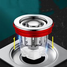 【家適通】磁吸防蟲防臭濾網自動回彈地漏芯(適用口徑32mm~45mm地漏)