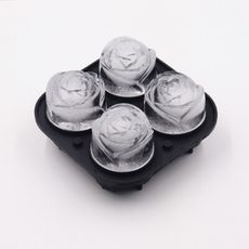 【家適通】沁新消暑玫瑰花造型獨立4連格製冰盒模具-方便免漏斗