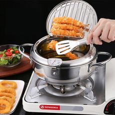 【家適通】不銹鋼日式小型油炸鍋(3.4L) 適用電磁爐.瓦斯爐.卡式爐.電熱爐