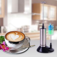 【家適通】高級品味不銹鋼電動打奶泡打蛋器 附清潔刷頭 超值組 父親節禮物.情人節禮物