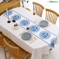 【Osun】中國風餐桌布桌巾茶几桌墊PVC防水防燙防油可水洗擦拭135x90cm (CE383)