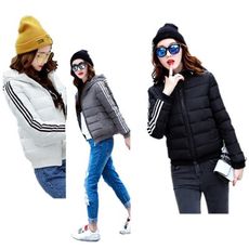 韓版 運動外套 短款外套 鋪棉外套 連帽外套 修身外套 三槓外套