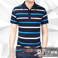 韓版橫條運動休閒短袖POLO衫T0603