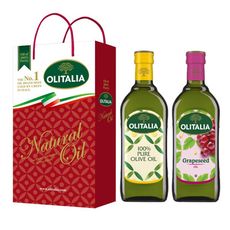 【Olitalia奧利塔】純橄欖油+葡萄籽油禮盒組(1000ml各1)