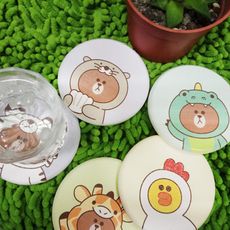 【LINE FRIENDS】叢林彩繪珪藻土吸水杯墊 10款任選(一組=2入同款式)