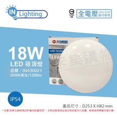 【大友照明】LED 18W 3000K 黃光 IP54 全電壓 星空水鑽 吸頂燈