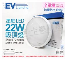 【EVERLIGHT億光】LED 星庭 22W 6500K 白光 全電壓 IP65 戶外吸頂燈