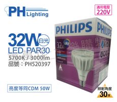 【PHILIPS飛利浦】LED PAR30 32W 30度 5700K 白光 220V E27 燈泡