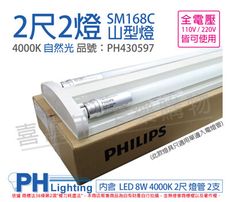 【PHILIPS飛利浦】SM168C LED 16W 2呎 4000K 自然光 全電壓 山型 吸頂燈