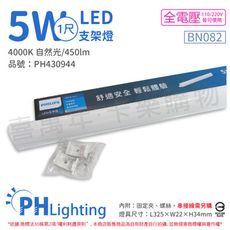 【PHILIPS飛利浦】易省 BN082 LED 5W 4000K 1尺 全電壓 支架燈 層板燈