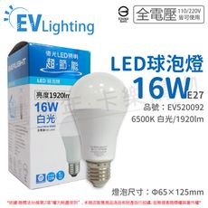 【EVERLIGHT億光】LED 16W 6500K 白光 全電壓 E27 新戰鬥版 球泡燈