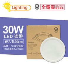 【OU CHYI歐奇照明】TK-AE005 LED 30W 4000K 自然光 20cm 崁燈