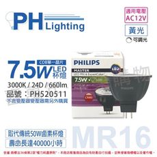 【PHILIPS飛利浦】LED 7.5W 830 12V 24度 黃光 可調光 COB MR16杯燈