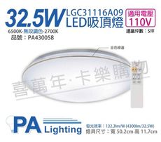 【Panasonic國際牌】LGC31116A09 LED 32.5W 110V 金色線框 吸頂燈