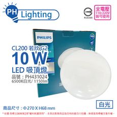 【PHILIPS飛利浦】LED 若欣 CL200 10W 6500K 白光 全電壓 吸頂燈