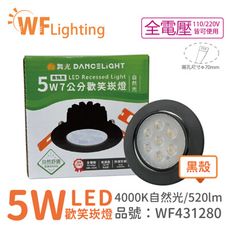 【舞光】 LED 5W 4000K 自然光 36度 7cm 全電壓 黑色鋁 可調角度 歡笑 崁燈