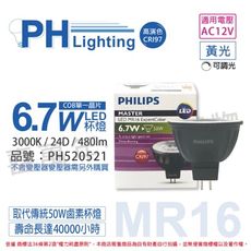 【PHILIPS飛利浦】LED 6.7W 930 12V 24度 黃光 可調光 高演色 MR16杯燈