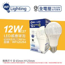 【舞光】 LED 12W 6500K 白光 E27 全電壓 微波感應球泡 球泡燈