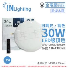 【大友照明】LED 30W IP54 全電壓 星燦水鑽 可調光可調色 吸頂燈 (附遙控器)