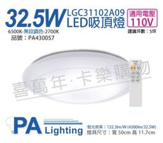 【Panasonic國際牌】LGC31102A09 LED 32.5W 110V 全白燈罩 吸頂燈