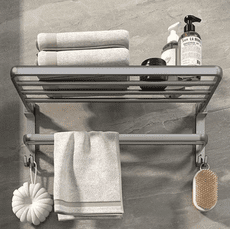 家用太空鋁毛巾架 免打孔浴室壁挂式置物架 衛生間廁所置物架洗手間浴巾架