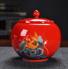 龍年陶瓷茶葉罐 密封罐 茶葉包裝禮 空盒紅色單雙罐禮盒