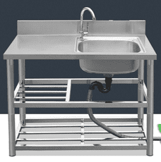 家用廚房不銹鋼水槽 帶支架 簡易洗碗槽 洗手臺盆 臺面一體櫃 洗菜盆 水池