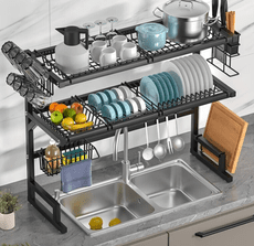 雙層全配套版 廚房水槽置物架 台面碗盤收納 不鏽鋼多功能洗放碗碟水池碗架瀝水架
