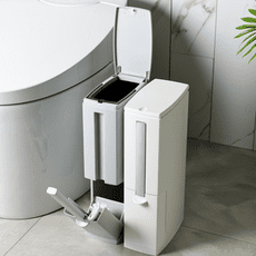 浴衛夾縫垃圾筒 日式衛生間垃圾桶 家用馬桶刷套裝 帶蓋窄型小號廁所紙簍
