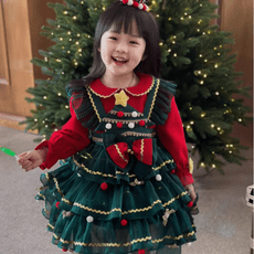 發光聖誕節 兒童服裝 女孩演出 洛麗塔蓬蓬裙 cos裝扮 公主女童 連衣裙