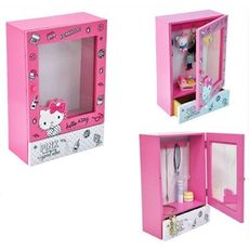 【正版授權】【晶品購物】Hello kitty 木製透明掛式收納盒鑰匙掛飾收納 KT-630016