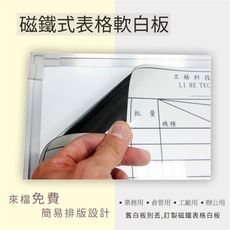 訂製印刷 磁鐵軟白板 120x150cm 表格白板 印刷 舊翻新 可吸付在白黑板上 免費排版