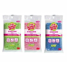 3M 百利多用途天然木棉漿加大菜瓜布,400TL,1片裝(三色隨機出)