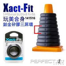 美國 PERFECT FIT 玩美合身141516鉑金矽膠三屌環 XACT-FIT COCKRING