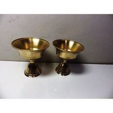 黃銅鑄做酥油燈供杯上直徑6.5公分高7公分底座直徑3.7公分2個 -