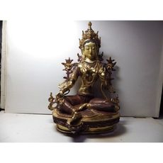 綠度母(30公分)銅製精雕藏傳尼泊爾法像 -