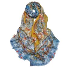 白度母藍色藏佛教唐卡圍巾swc815 高端羊絨印花圍巾 -