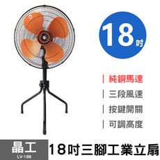 【晶工】18吋三腳工業立扇 LV-186 110V 工業扇 電風扇
